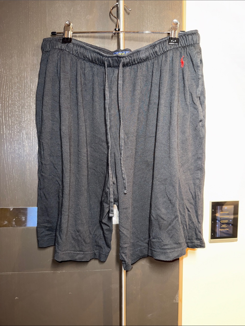 Polo by Ralph Lauren Black soft Knit Drawstring Athletic Shorts with Red Pony